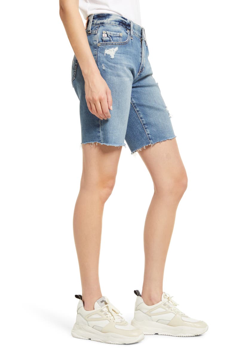Nikki Raw Hem Denim Bermuda Shorts, Alternate, color, 16 YEARS SHOTGUN