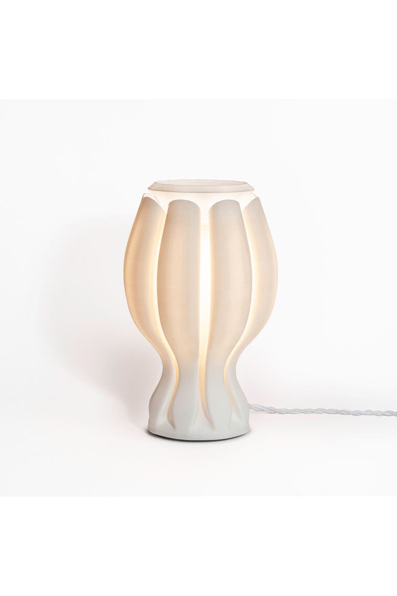 Flower 13" Tropical Coastal Plant-Based PLA 3D Printed Dimmable LED Table Lamp, Main, color, White