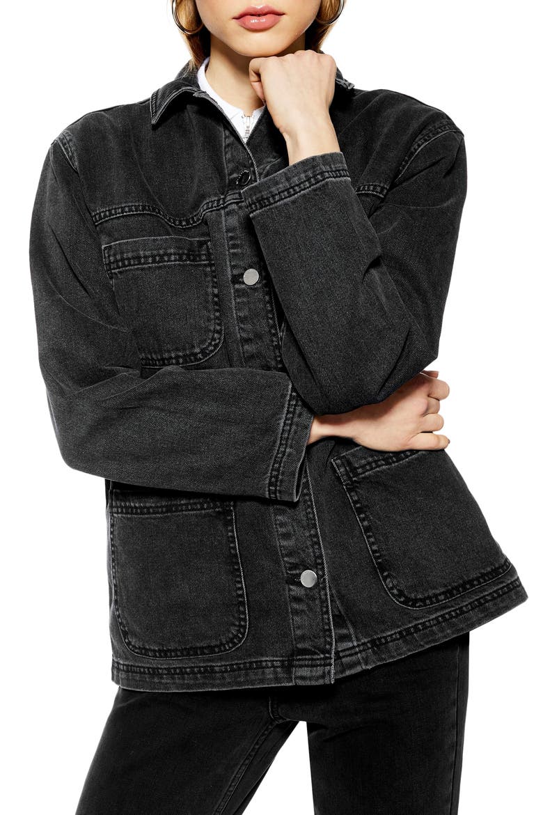 Denim Jacket, Main, color, WASHED BLACK