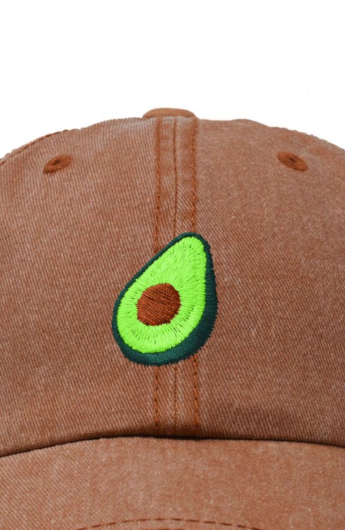 Dalix Avocado Embroidered Food Hat In Washed Orange