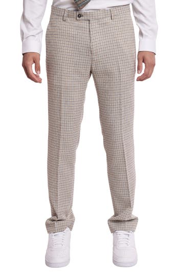 Paisley & Gray Downing Slim Flat Front Check Dress Pants In Gray