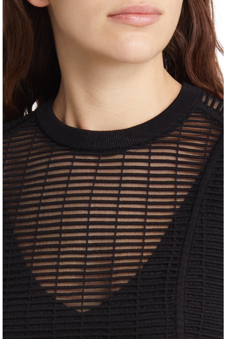 Roshila Ottoman Slim Fit Sheer Sweater, Alternate, color, BLACK