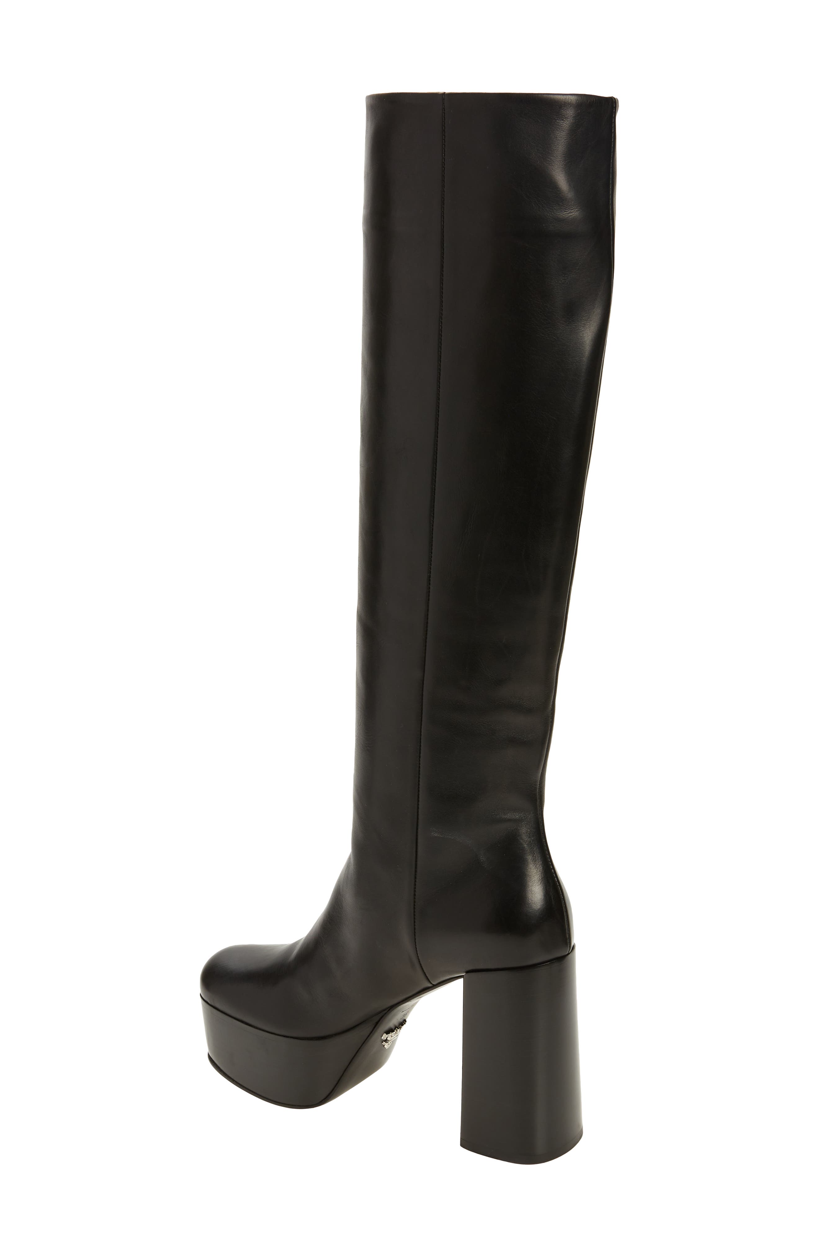 Prada Square Toe Knee High Platform Boot, Alternate, color, 