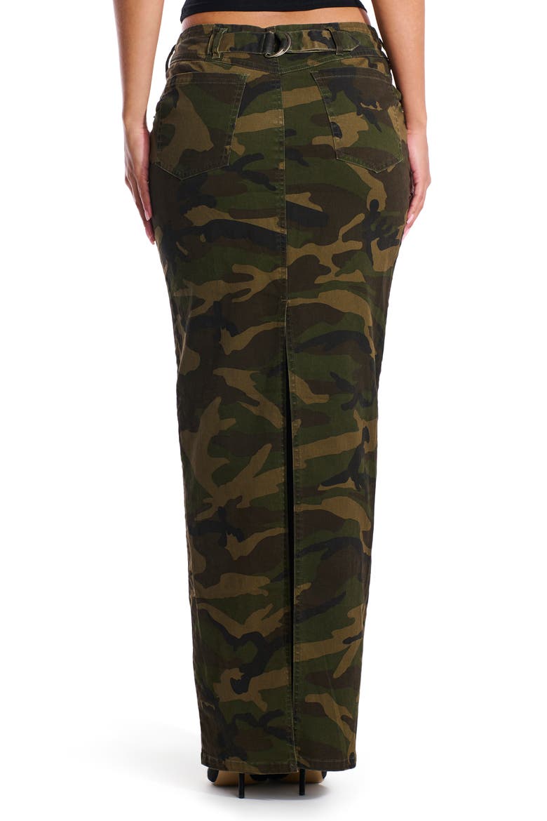Camo Denim Maxi Skirt, Alternate, color, CAMO