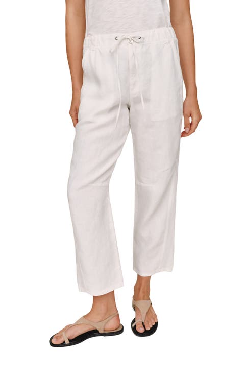Drawstring Linen Ankle Barrel Pants