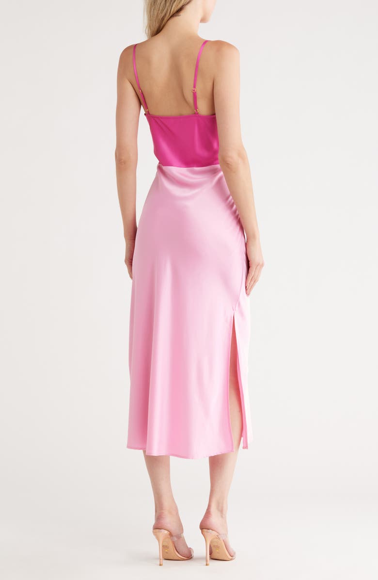 Hutch Two Tone Satin Midi Slipdress, Alternate, color, Pink/ Fuchsia
