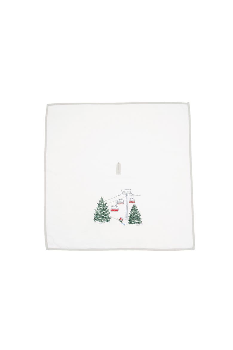 Red Ski Lift Terrycloth Kitchen and Bathroom Towel, Alternate, color, Green