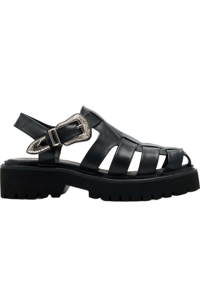 MARC NOLAN Maya Lug Fisherman Sandals, Main, color, Black
