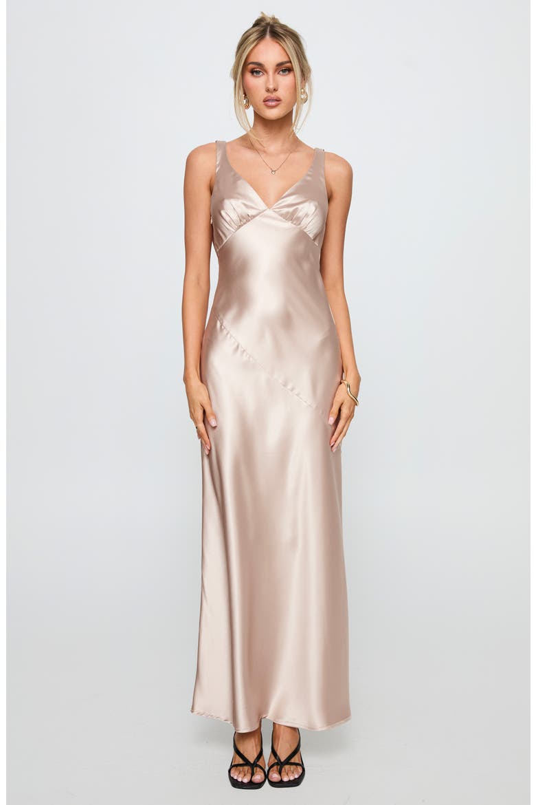 Northern Star Open Back Satin Gown, Alternate, color, CHAMPAGNE