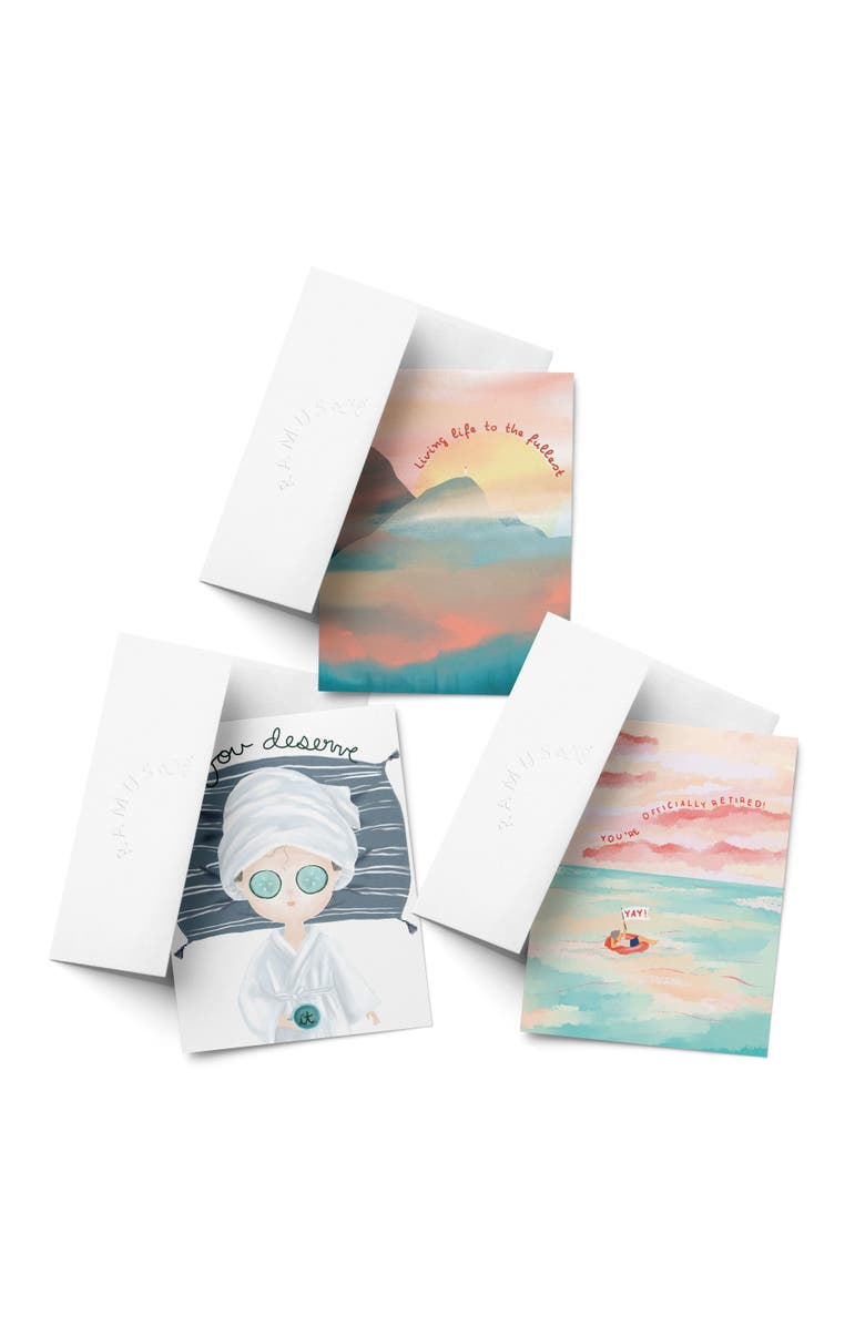 Ramus & Co Celebration/Graduation Assorted Greeting Card Pack (3ct) "Mountain, Spa, Ocean", Main, color, Multi-Pack