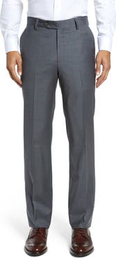 Berle Flat Front Modern Fit Gabardine Stretch Wool Trousers