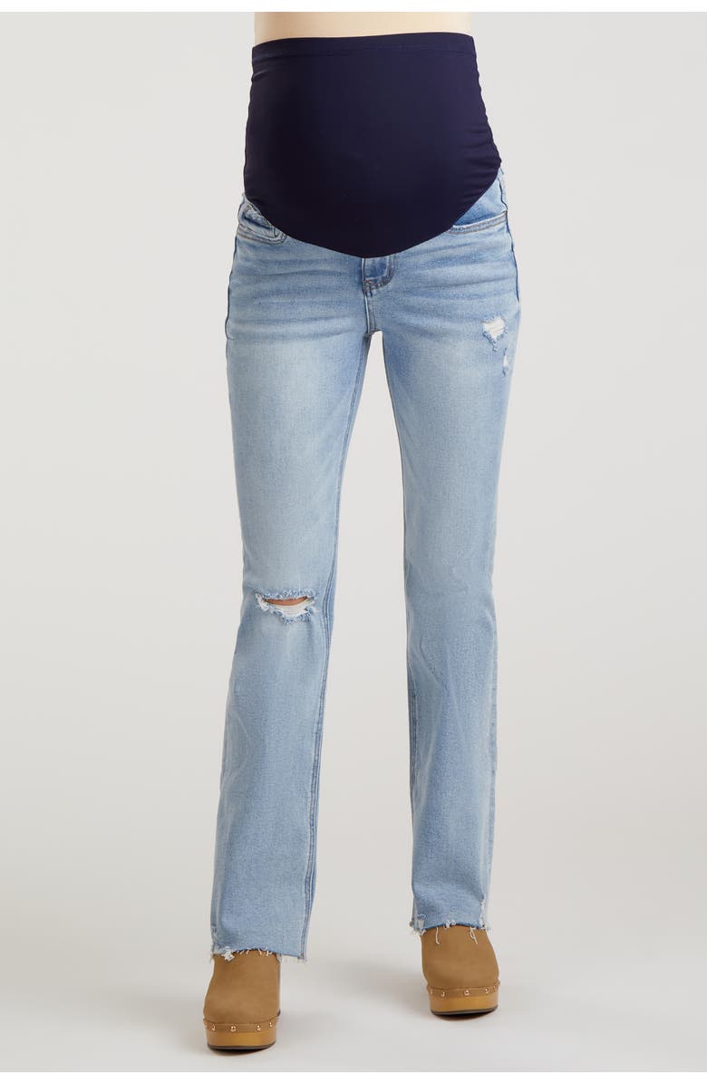 PinkBlush Blue Distressed Bootcut Maternity Jeans, Alternate, color, Blue