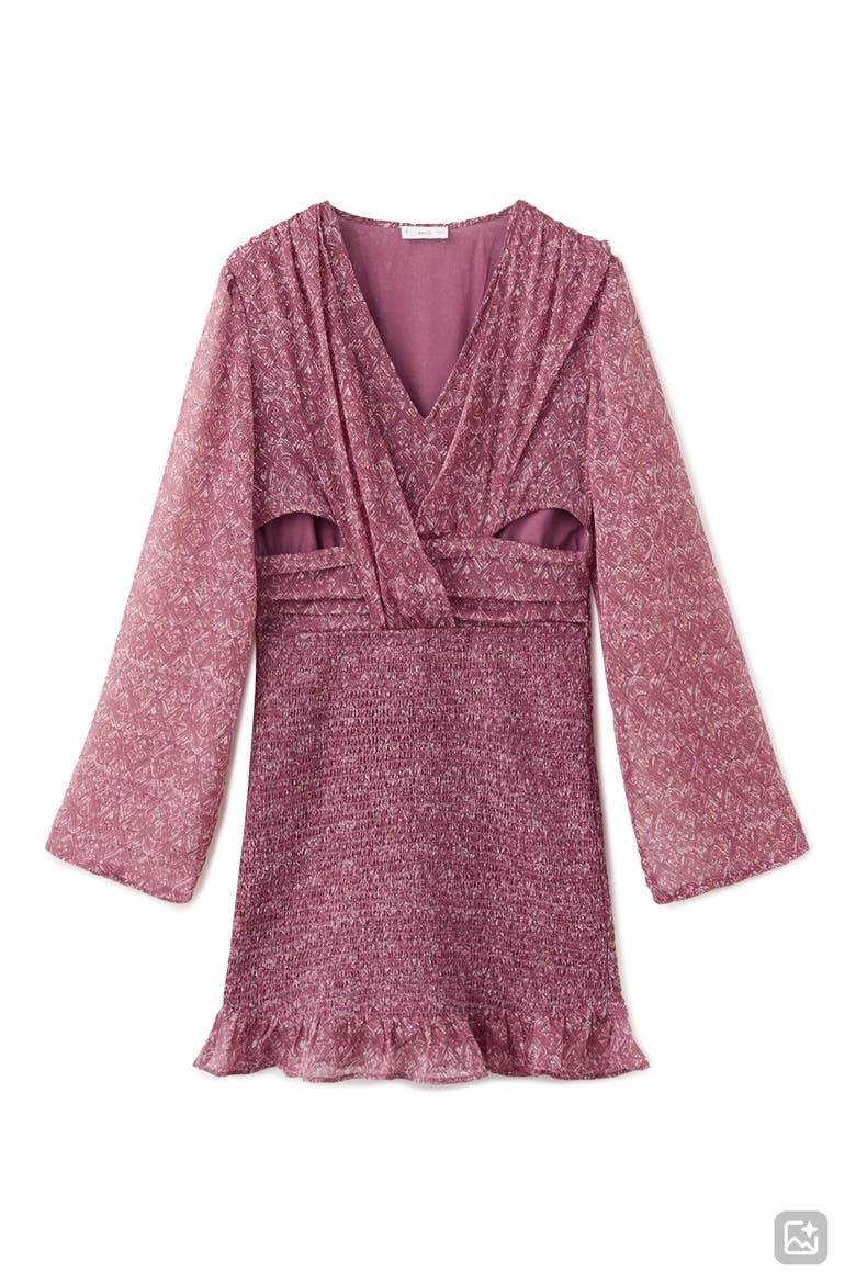 Long Sleeve Cutout Minidress, Alternate, color, PETROL PURPLE