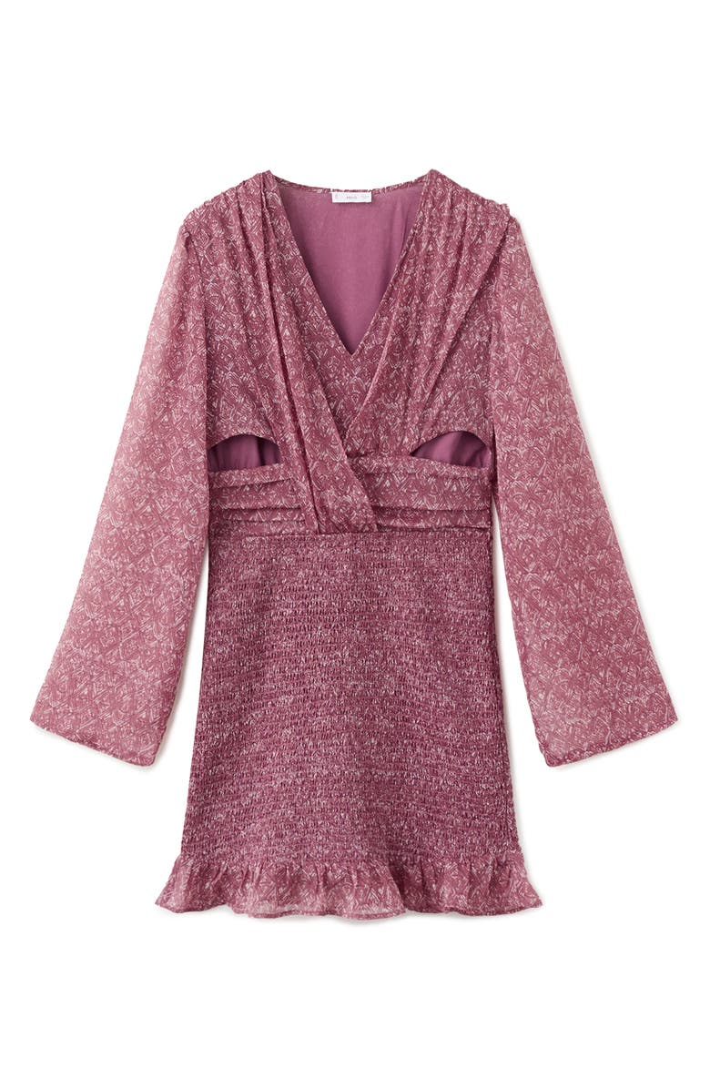 MANGO TEEN Long Sleeve Cutout Minidress, Alternate, color, Petrol Purple