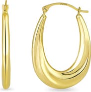 CANDELA JEWELRY 14K Gold Fluted Oval Hoop Earrings