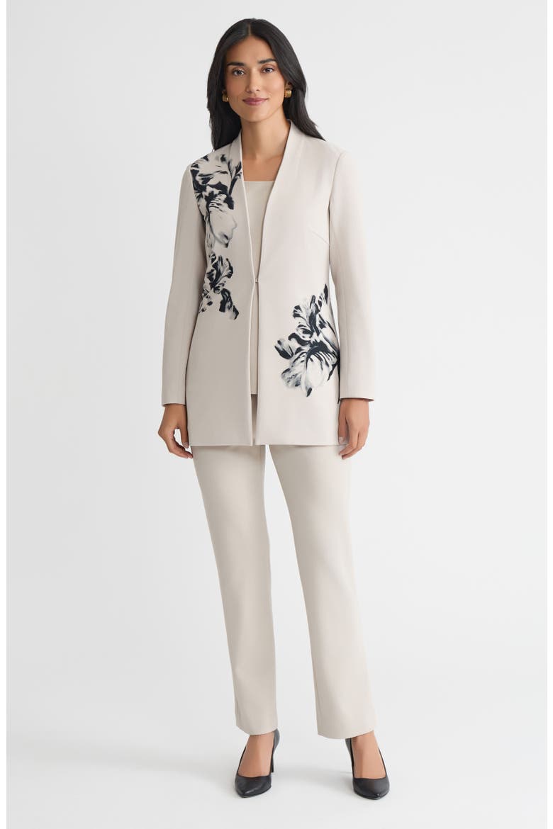 Floral Printed Stretch Deco Crepe Jacket, Alternate, color, Limestone/Black