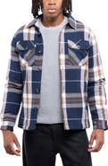 XRAY Faux Shearling Lined Flannel Shirt Jacket