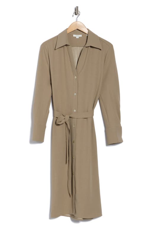 Vince Long Sleeve Belted Shirtdress In Neutral