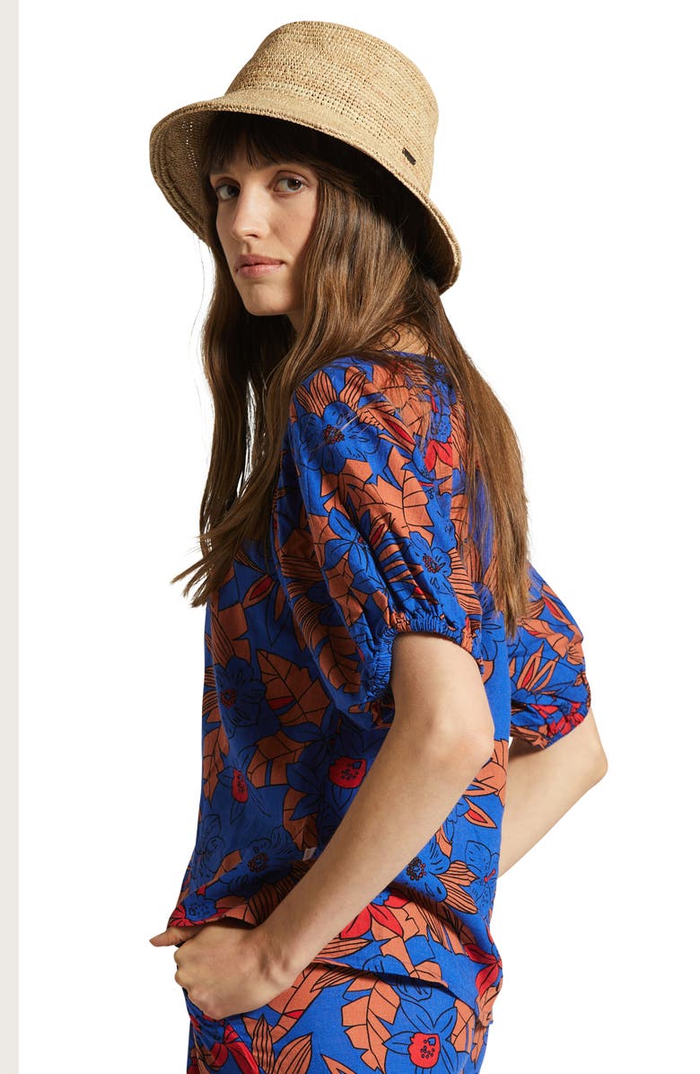 Brixton Ellee Straw Packable Bucket Hat, Alternate, color, Tan