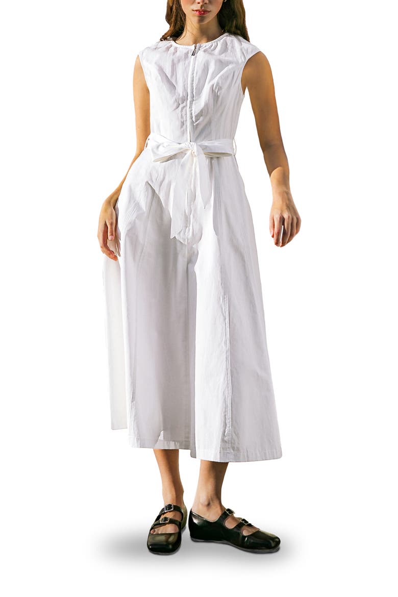 Sleeveless Tie Waist Maxi Dress, Main, color, WHITE