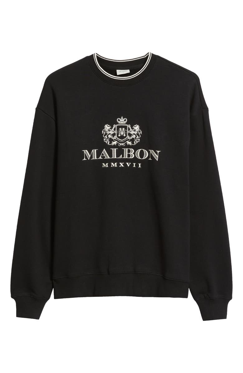 Malbon Golf Monarch Cotton Crewneck Sweatshirt, Alternate, color, Black