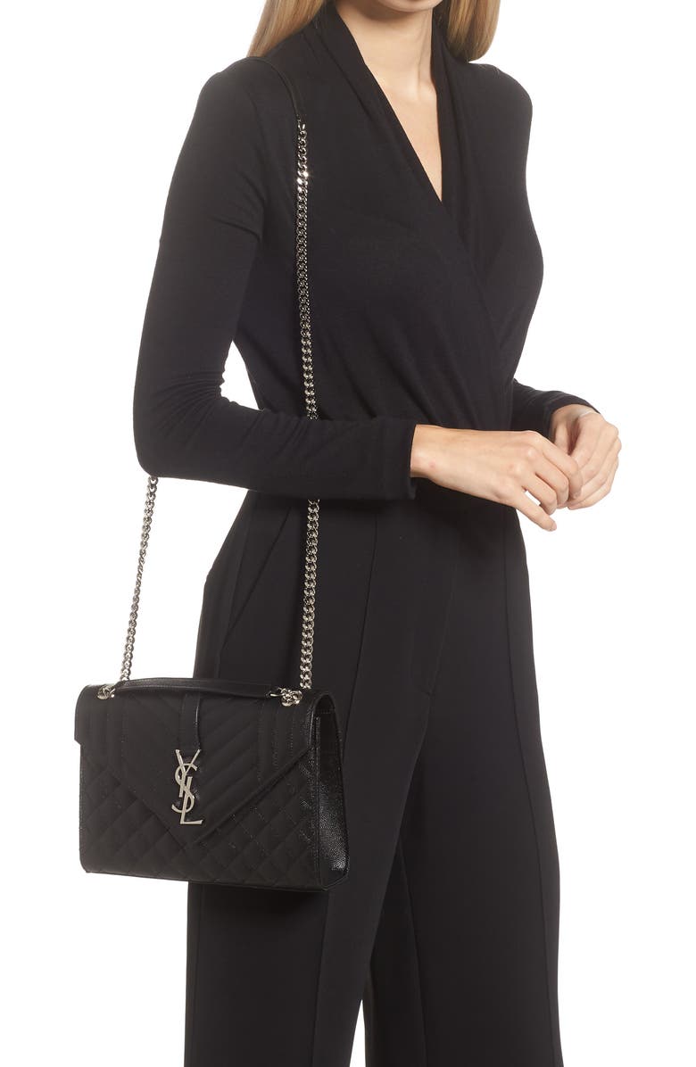 Saint Laurent Medium Monogram Matelassé Leather Shoulder Bag, Alternate, color,