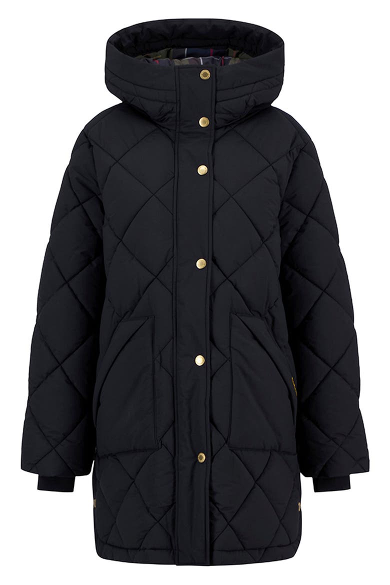 Kailyn Quilted Hooded Coat, Alternate, color, BLACK/ CLASSIC TARTAN