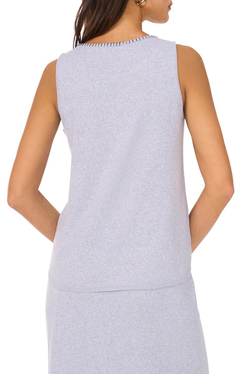 Vince Camuto Whipstitch Sleeveless Sweater, Alternate, color, Grey Skies