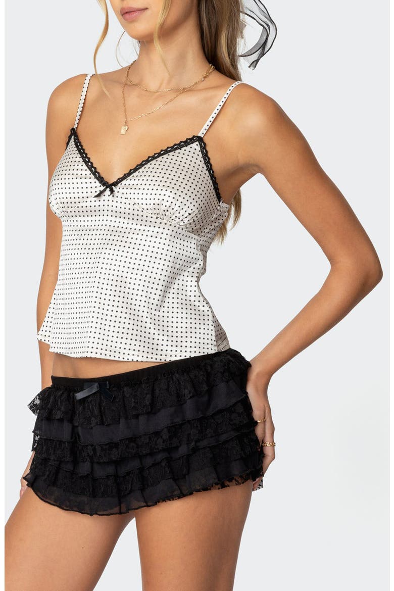 Polka Dot Satin Camisole, Alternate, color, CREAM