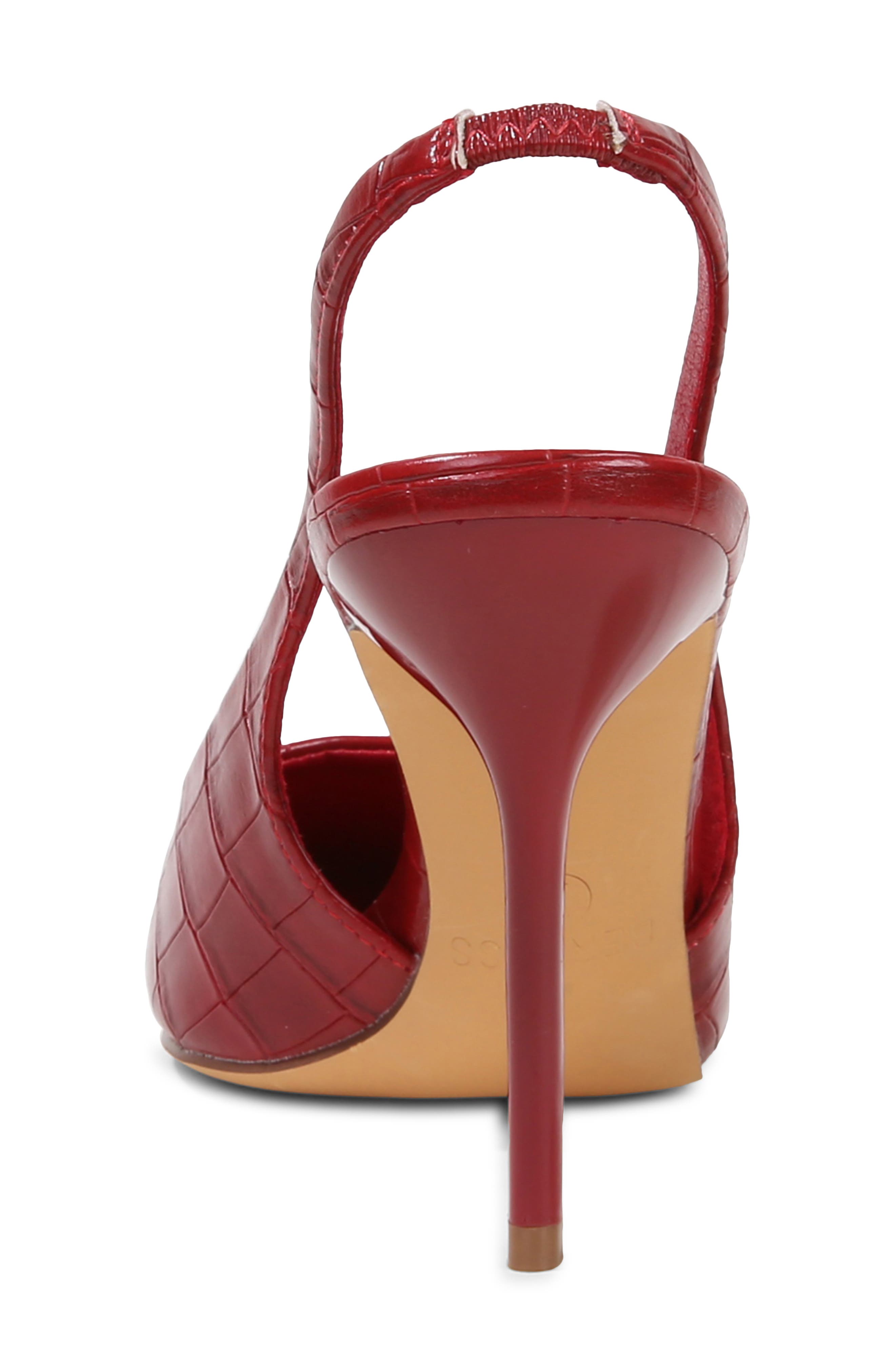 Carmine Croc Embossed Faux Leather Slingback Pump, Alternate, color, RED