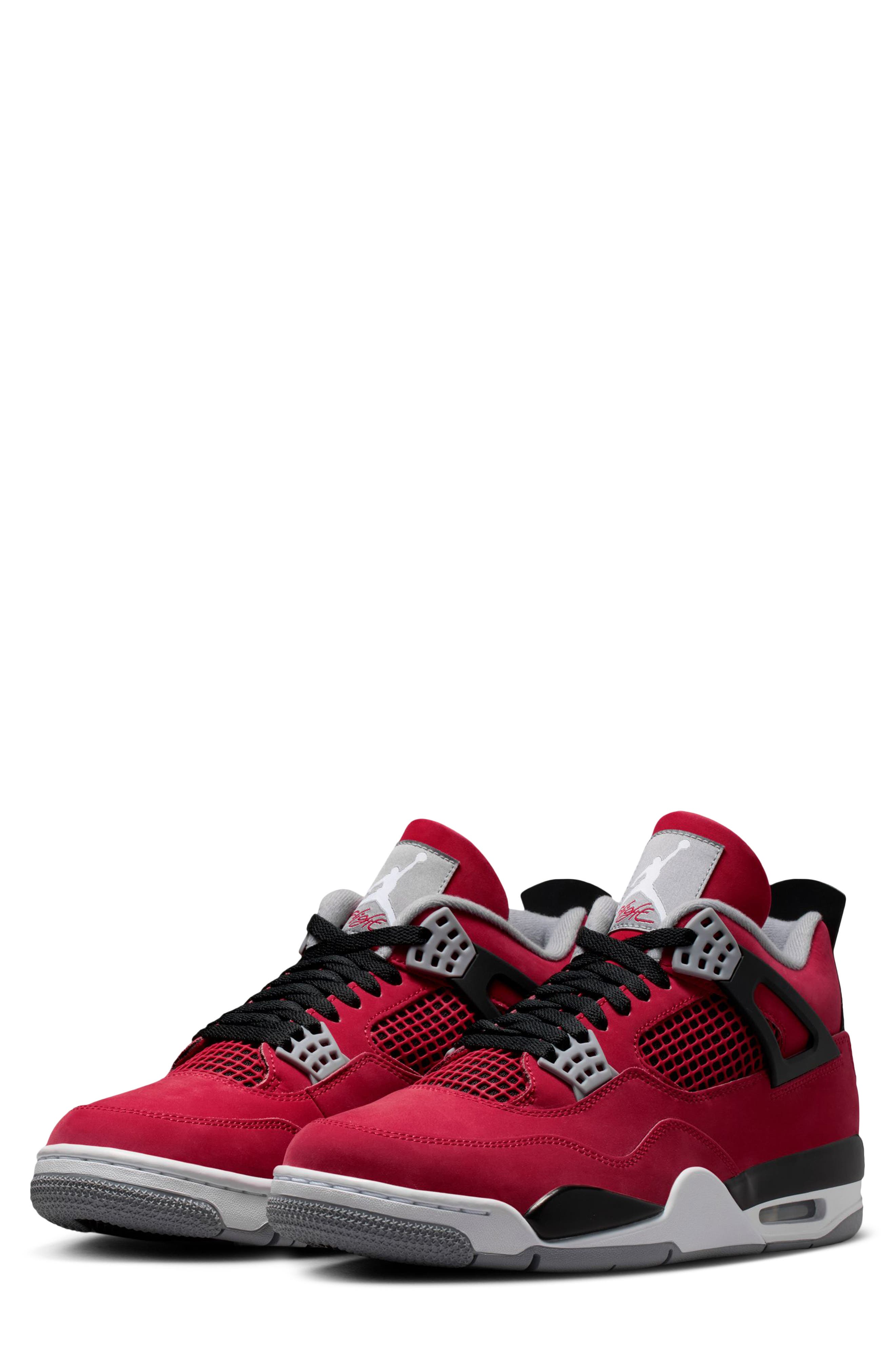 Air Jordan 4 Retro Basketball Sneaker, Main, color, FIRE RED/WHITE