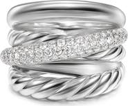 David Yurman Bold Crossover Five-Row Diamond Stacked Ring