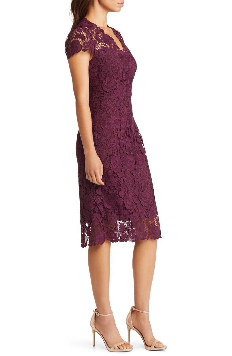 Eliza J Lace Sheath Dress, Alternate, color, Wine