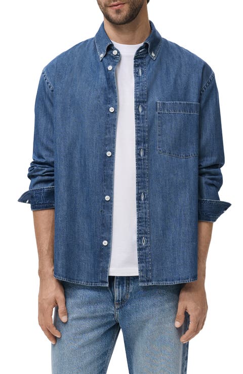 Cotton Denim Button-Down Shirt