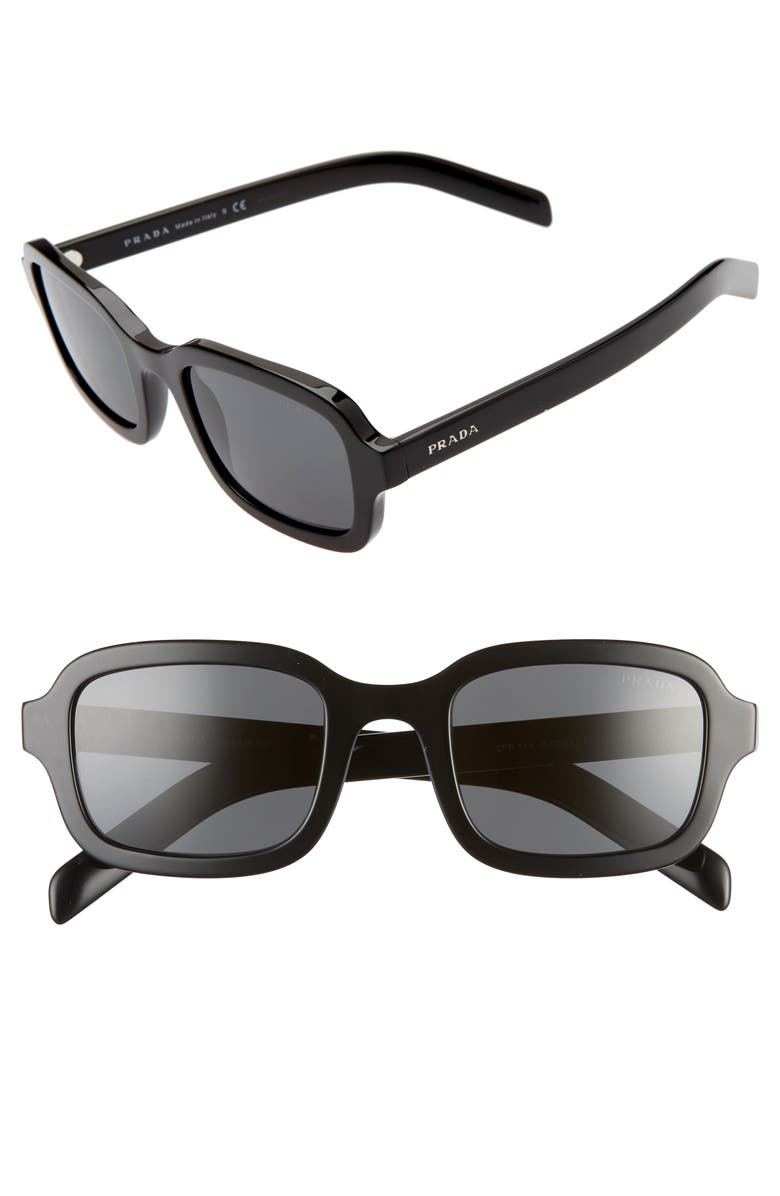 Prada 51mm Rectangle Sunglasses, Main, color,