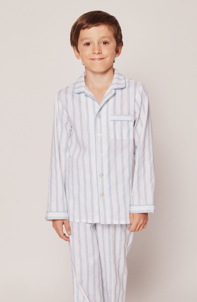 Petite Plume Kids' Blue Stripe Two-Piece Pajamas, Alternate, color, White