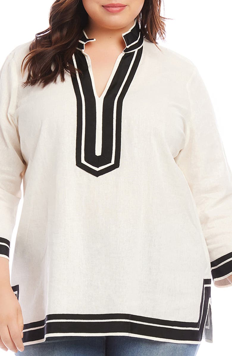 Karen Kane The St. Tropez Linen Blend Tunic, Main, color, White