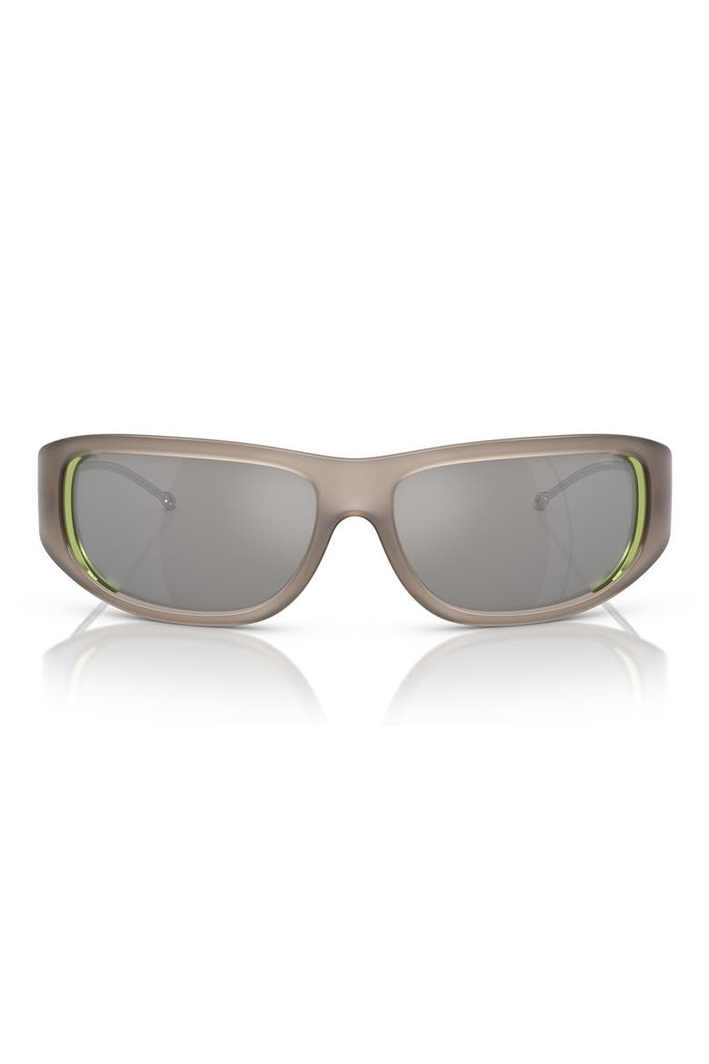 61mm Oval Sunglasses, Main, color, SHINY OPAL GREY/ MIRROR GREY