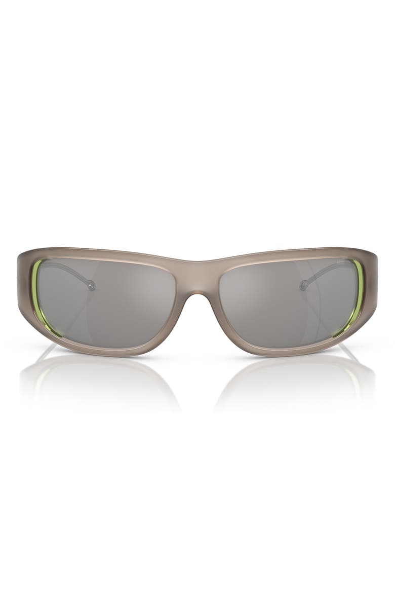 DIESEL<sup>®</sup> 61mm Oval Sunglasses, Main, color, Shiny Opal Grey/ Mirror Grey