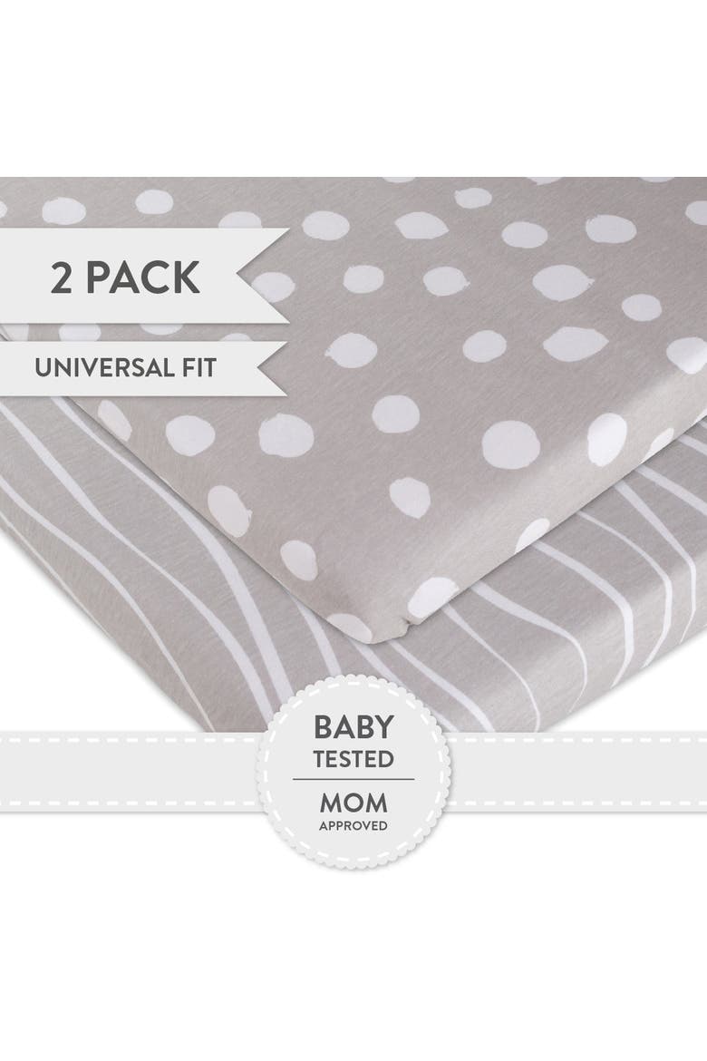 Baby Fitted Bassinet Sheet 2 Pack, Alternate, color, Grey & White Abstract