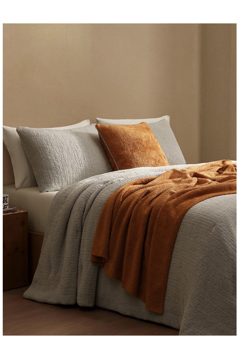 Cloud Silque Throw Pillow with Piping, Alternate, color, RAW SIENNA/ MISTY BLUE