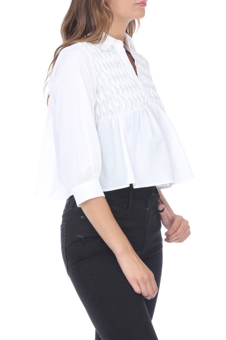 Smocked Babydoll Top, Alternate, color, WHITE