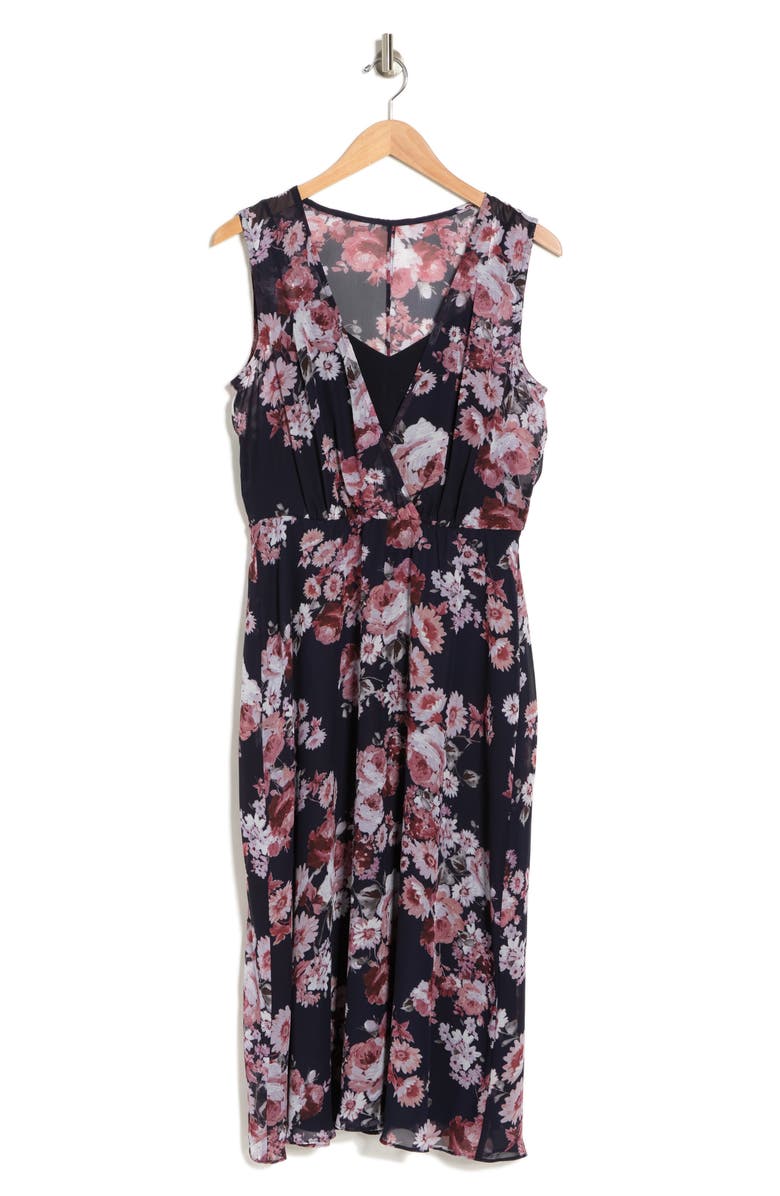 Connected Apparel Floral Sleeveless Chiffon Midi Dress, Alternate, color, 
