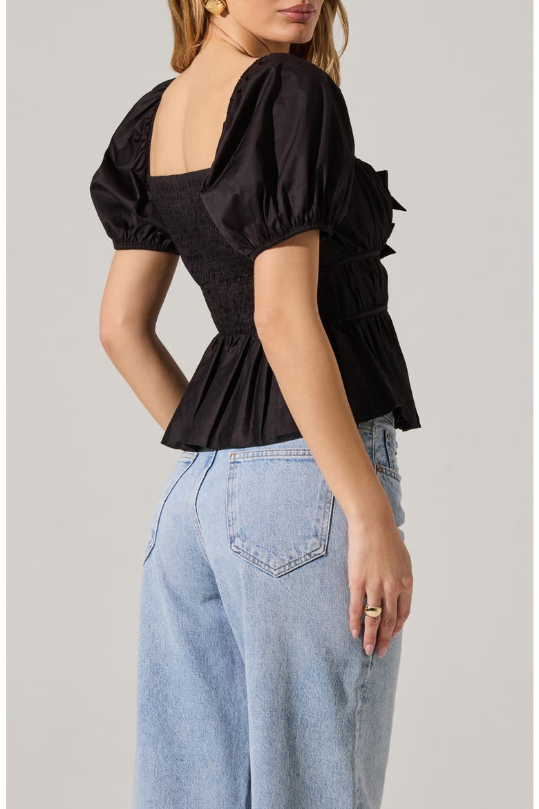 Smocked Peplum Shirt, Alternate, color, BLACK