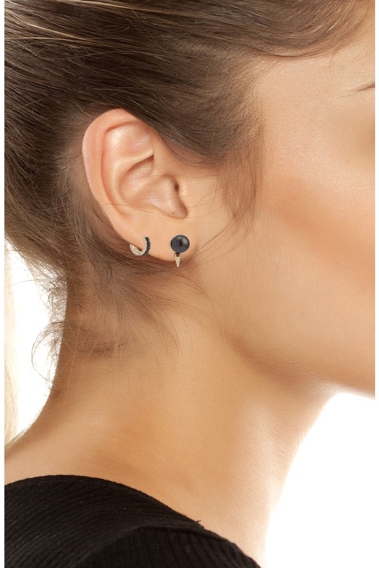 Spike Imitation Pearl Set of 2 Earrings, Alternate, color, GREY PEARL