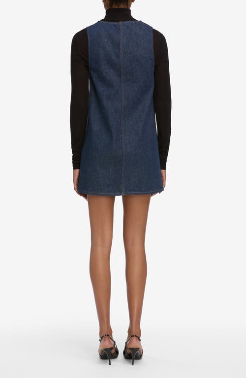 Frame The Pinafore Paneled Denim Mini Dress In Blue
