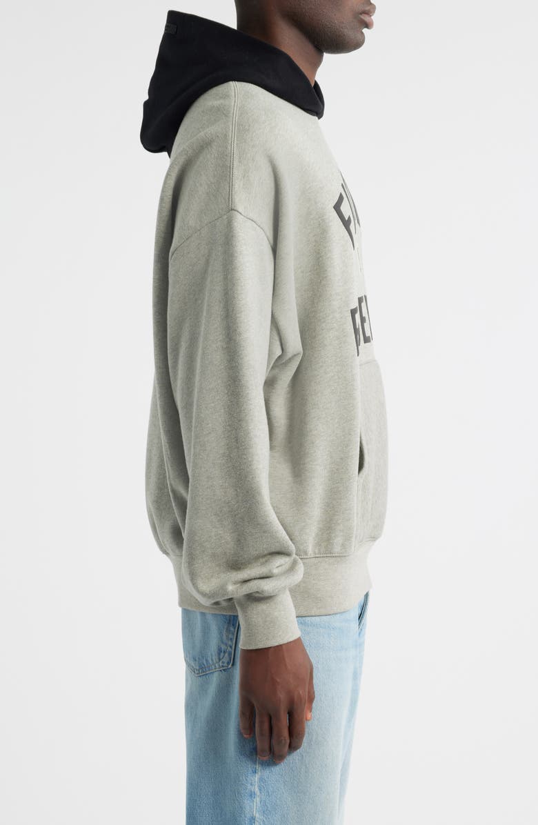 Fear of God Essentials Marlins Sport Fit Cotton Hoodie, Alternate, color, Warm Heather/ Black