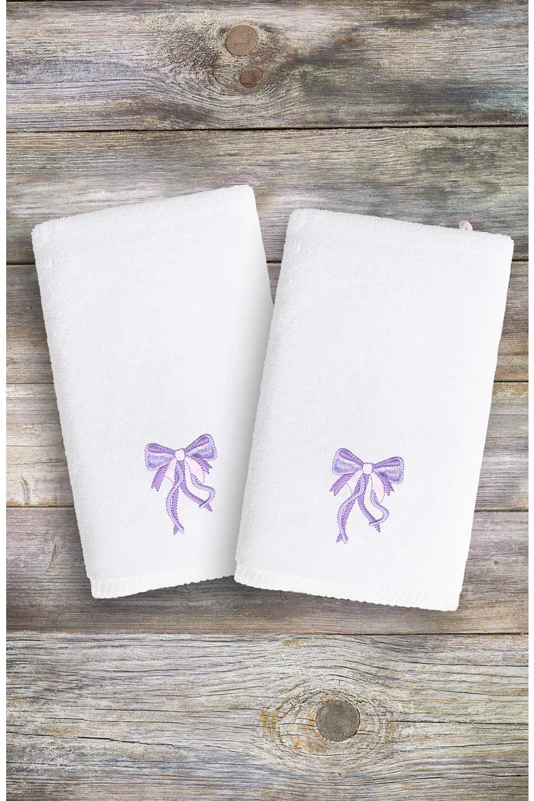 2-Pack Embroidered Hand Towel, Alternate, color, WHITE/ PURPLE