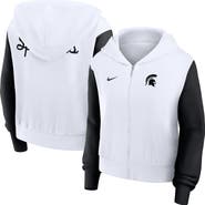 Nike Women's Nike White Michigan State Spartans Cropped Beyond Capability Color-Block Script Full-Zip Hoodie