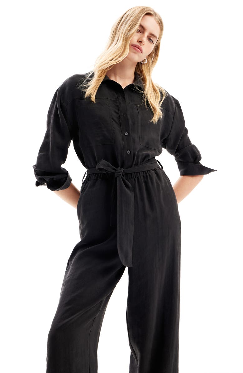 Desigual Carry Tie Waist Long Sleeve Boilersuit, Alternate, color, 